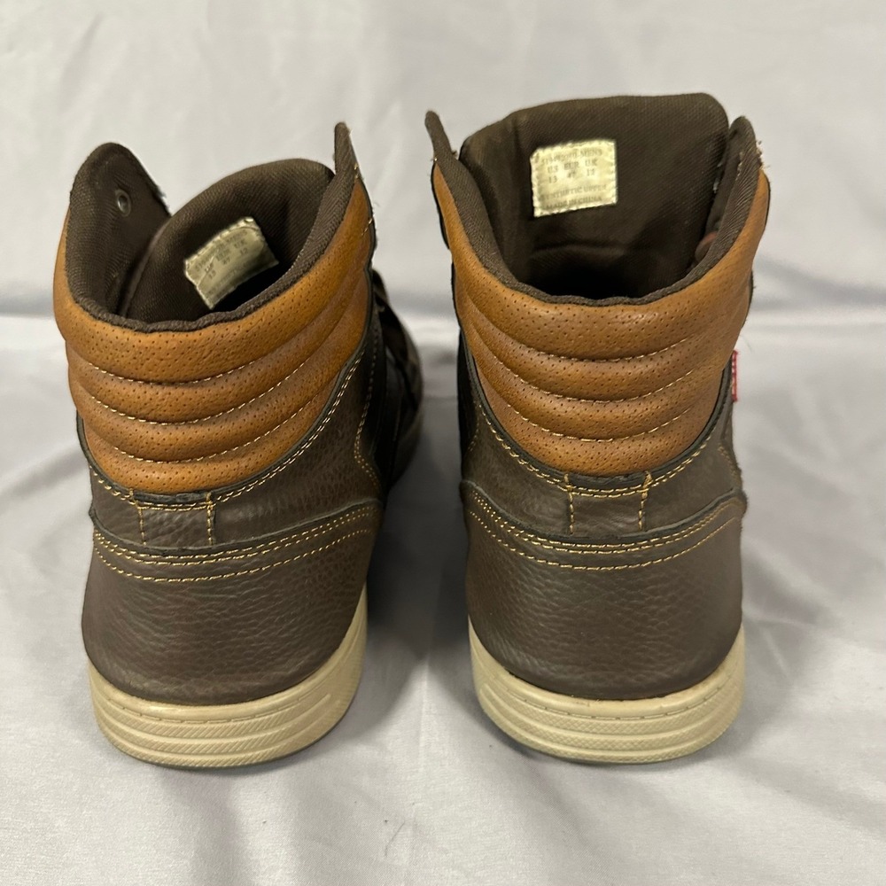 Levis Mens Size 13 Brown High Top Sneakers Synthetic Leather Boots - Picture 6 of 16